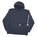 CARHARTT Mens Navy Blue Pullover Hoodie 2XL Cotton Blend Logo Print