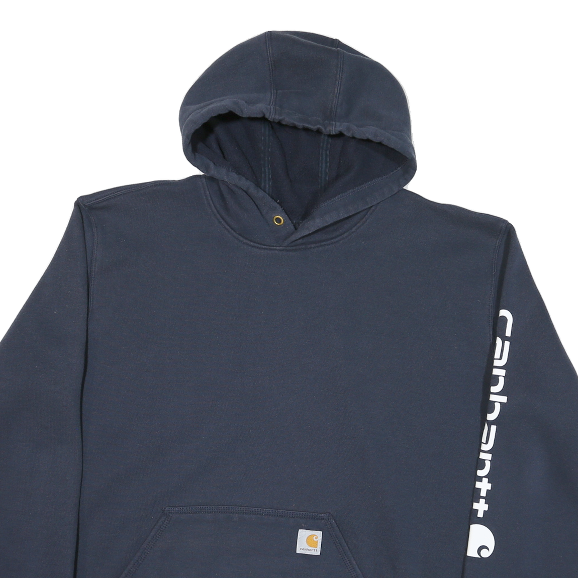 CARHARTT Mens Navy Blue Pullover Hoodie 2XL Cotton Blend Logo Print