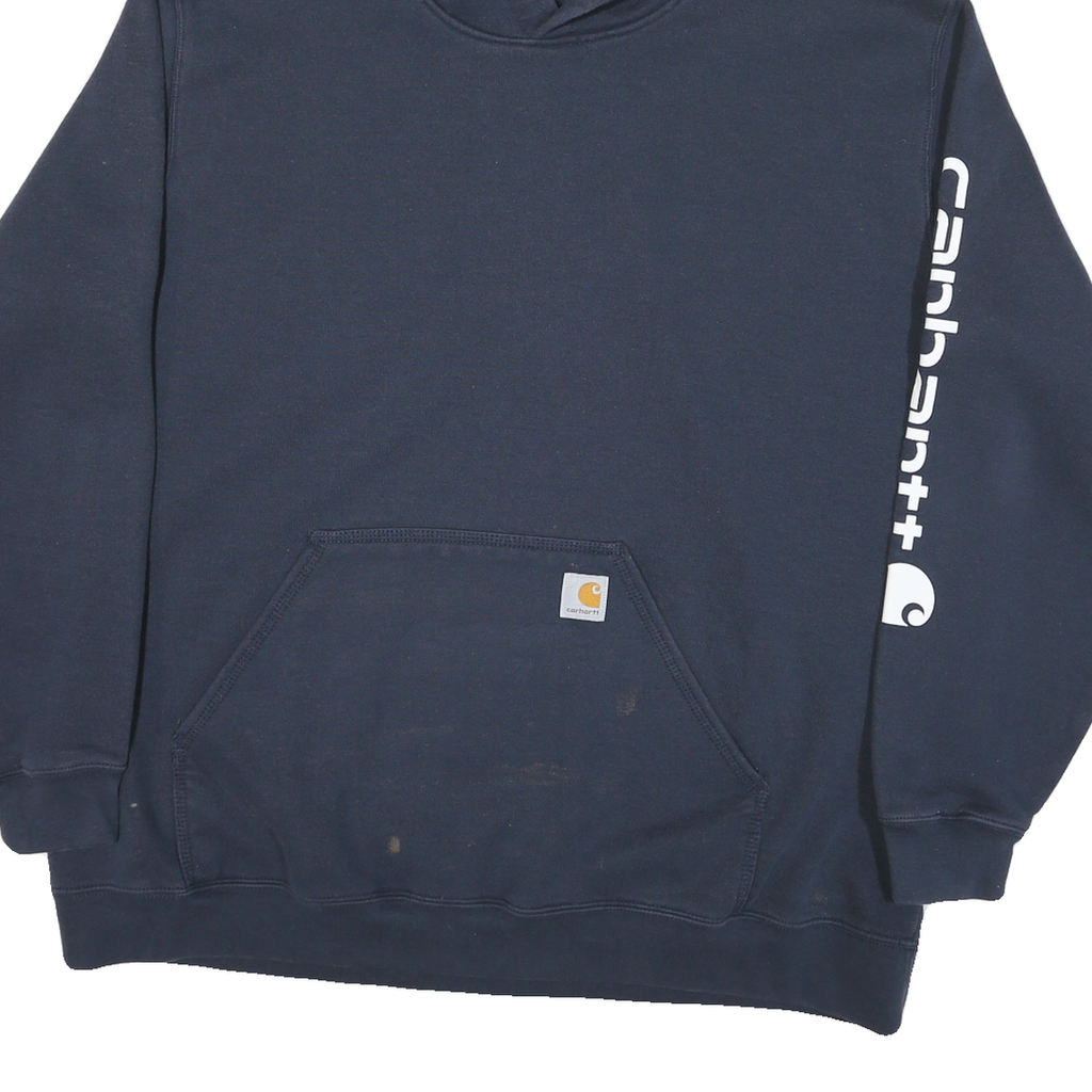 CARHARTT Mens Navy Blue Pullover Hoodie 2XL Cotton Blend Logo Print