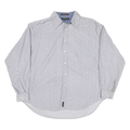 TOMMY HILFIGER Mens White & Blue Button-Down Shirt XL Cotton Blend Casual