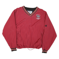 CHAMPION Mens Red Senior High School Staff V Neck L Nylon Sweatshirt Pullover