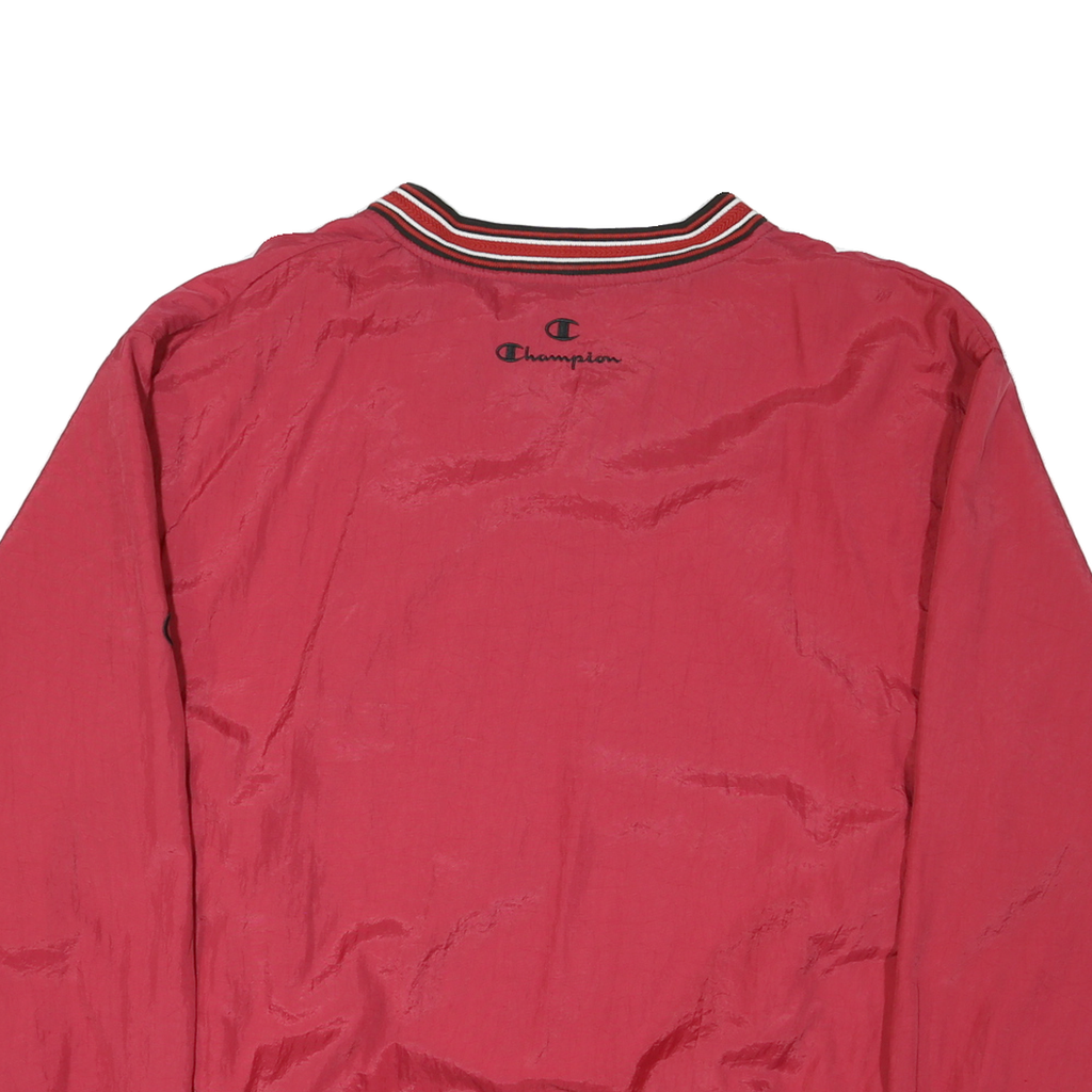 CHAMPION Mens Red Senior High School Staff V Neck L Nylon Sweatshirt Pullover