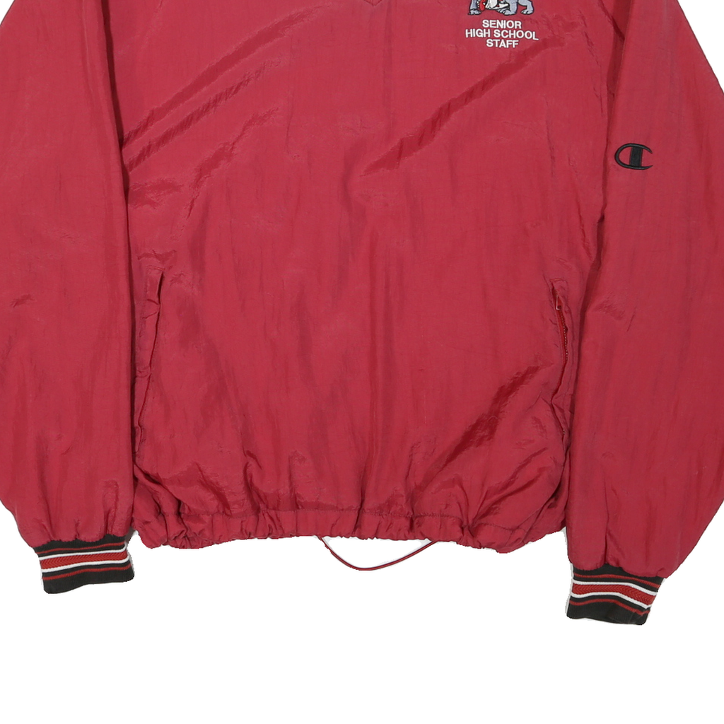 CHAMPION Mens Red Senior High School Staff V Neck L Nylon Sweatshirt Pullover