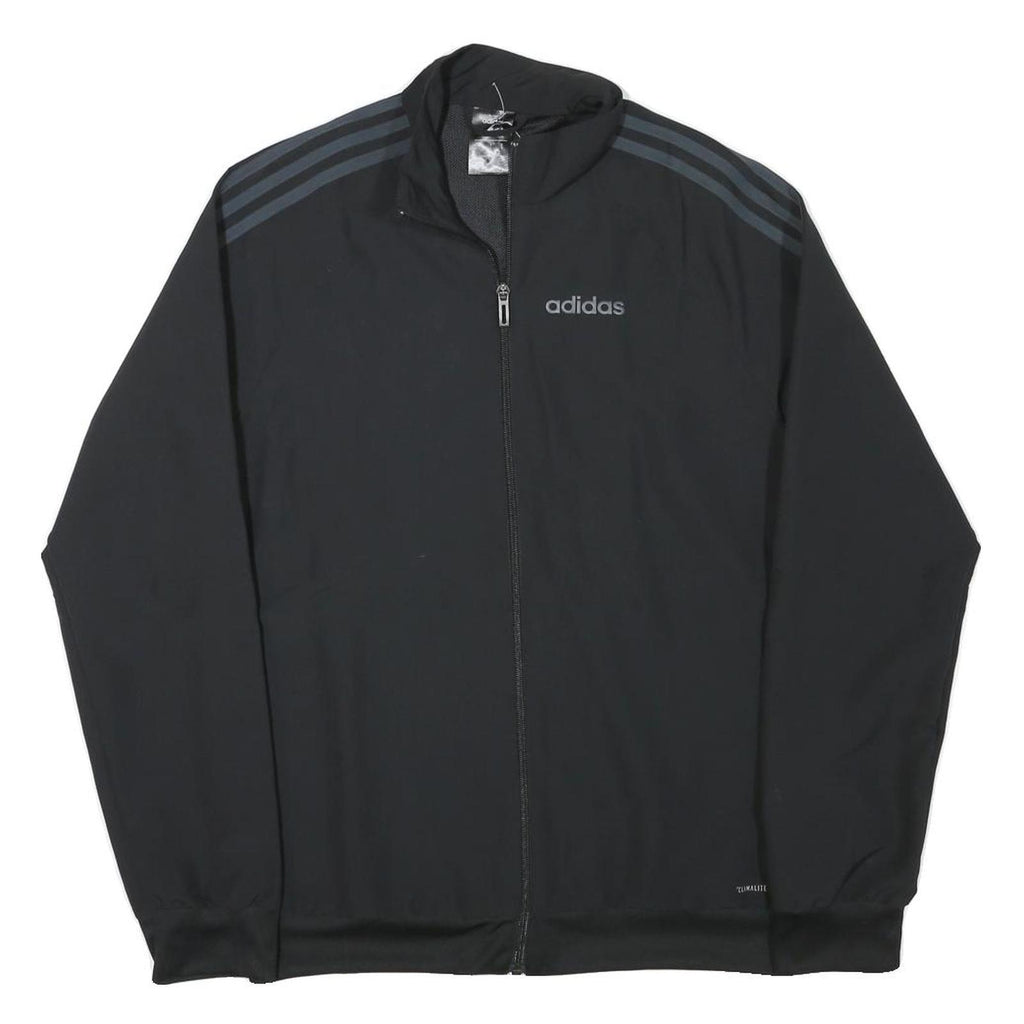 ADIDAS Mens Black Track Jacket S Polyester Blend Plain Zip Sportswear