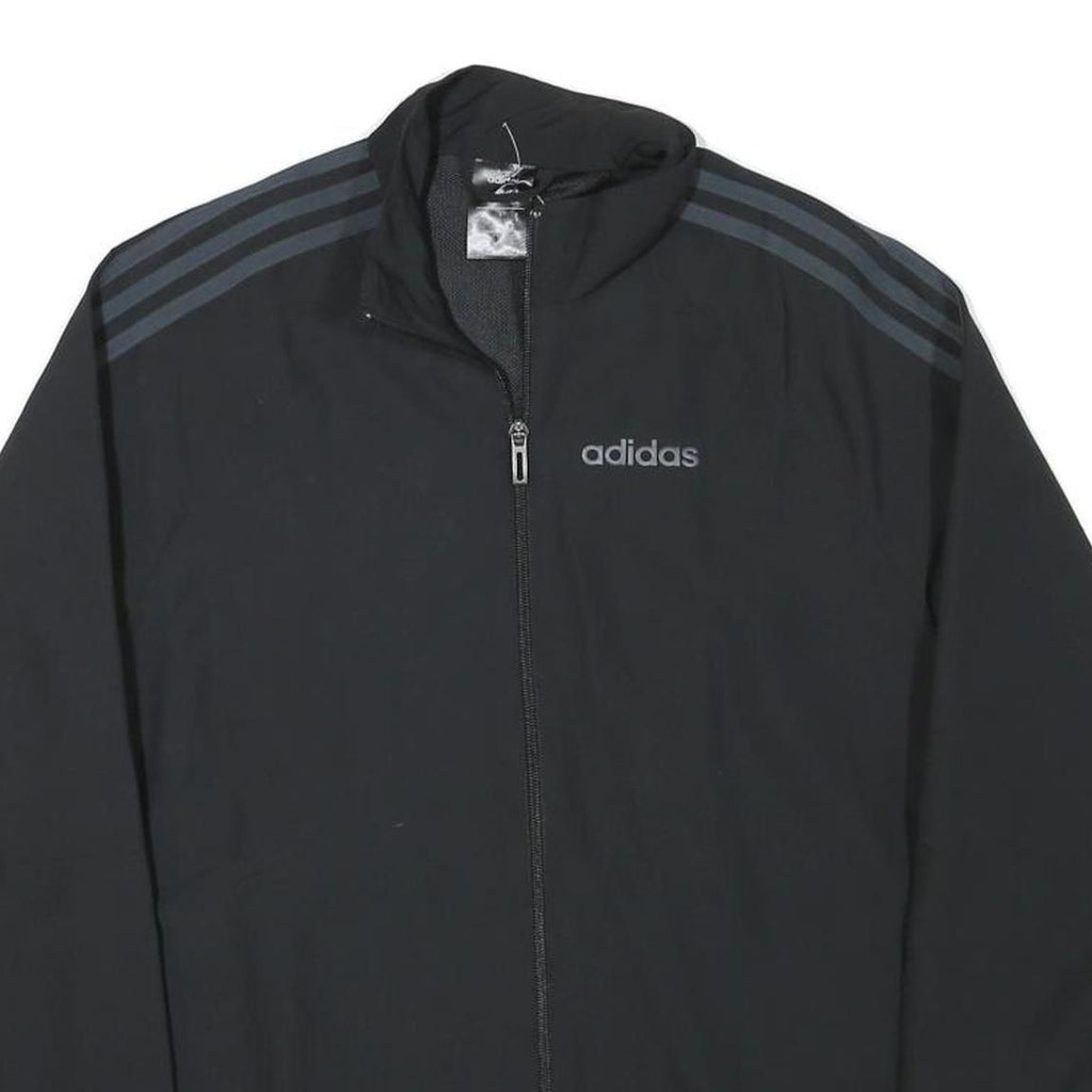 ADIDAS Mens Black Track Jacket S Polyester Blend Plain Zip Sportswear