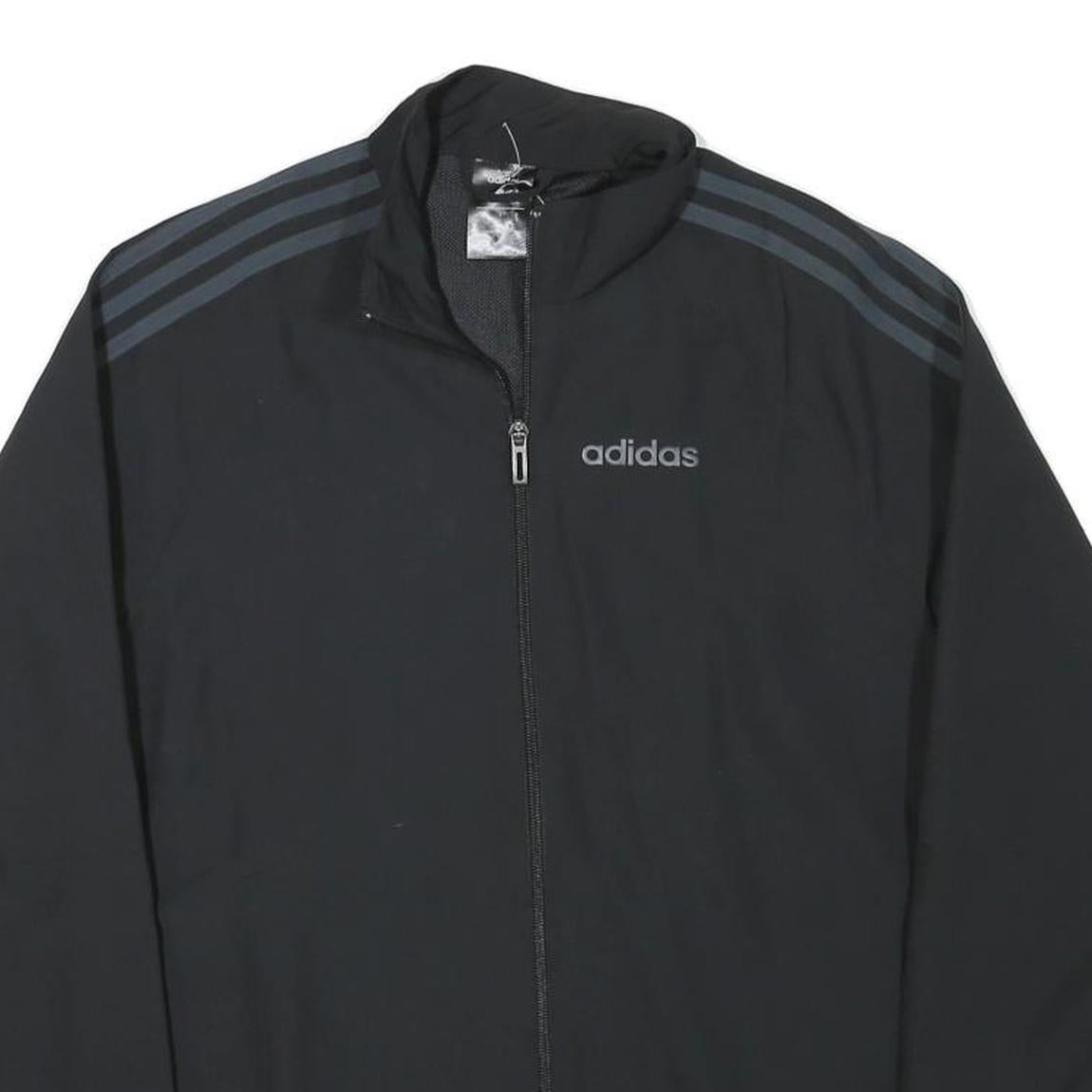 ADIDAS Mens Black Track Jacket S Polyester Blend Plain Zip Sportswear