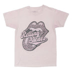 THE ROLLING STONES Womens Pink Graphic T-Shirt S Crew Neck Short Sleeve Band