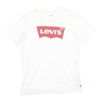LEVI'S Boys White Graphic T-Shirt 14Y Short Sleeve Crew Neck Cotton Blend