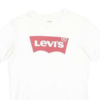 LEVI'S Boys White Graphic T-Shirt 14Y Short Sleeve Crew Neck Cotton Blend