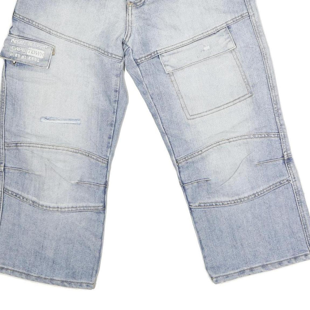 SOUTYHERN Womens Shorts Blue Denim Casual M W34 Patch Pocket Cargo