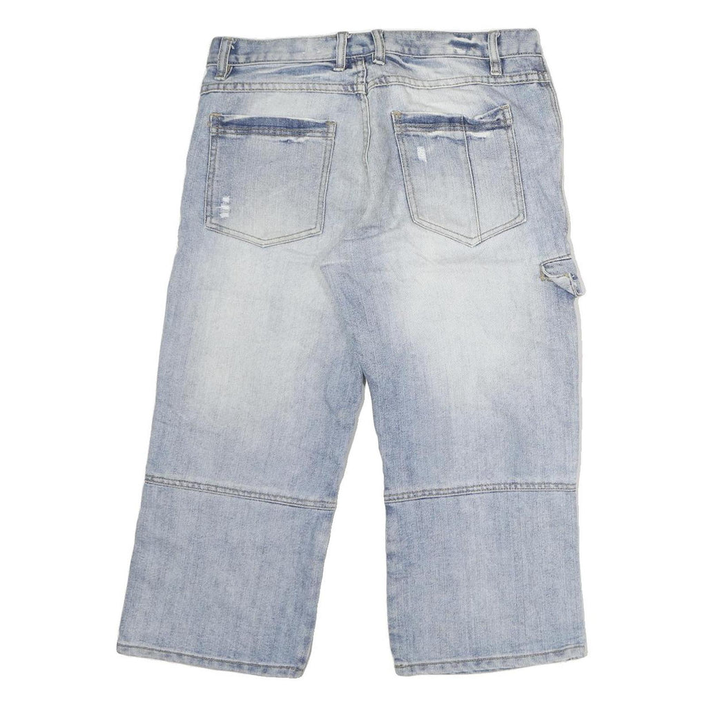 SOUTYHERN Womens Shorts Blue Denim Casual M W34 Patch Pocket Cargo