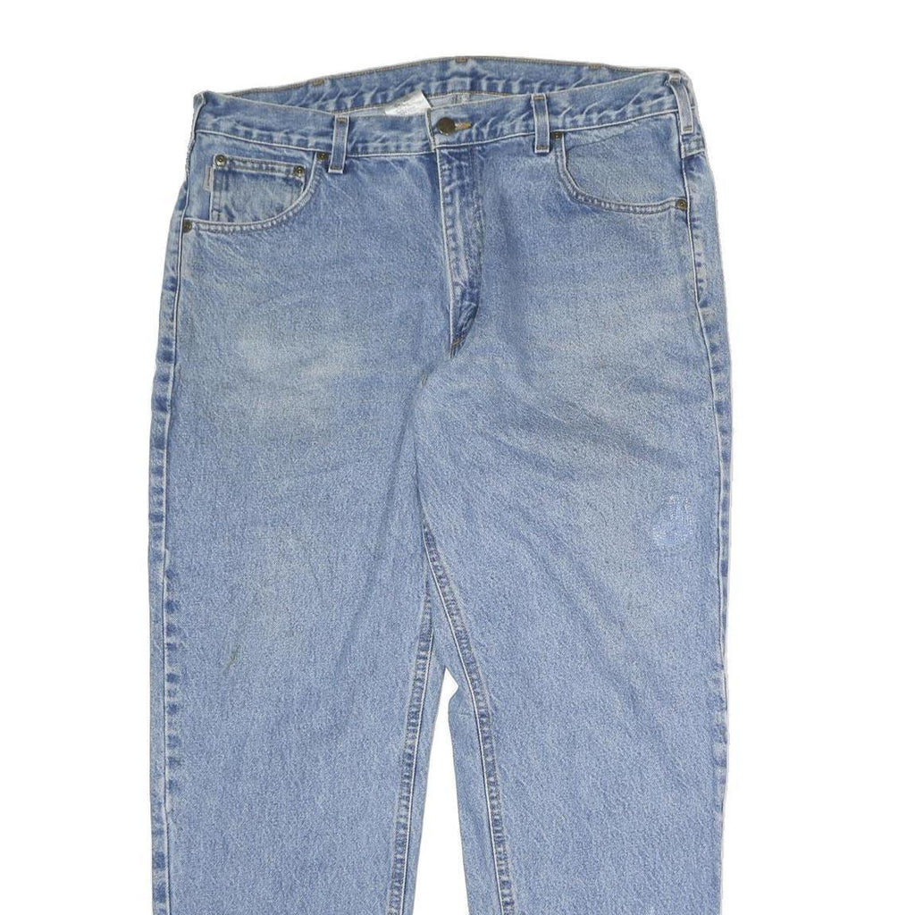 CARHARTT Mens Jeans Blue Regular Straight Denim Light W38 L30 Cotton Zip