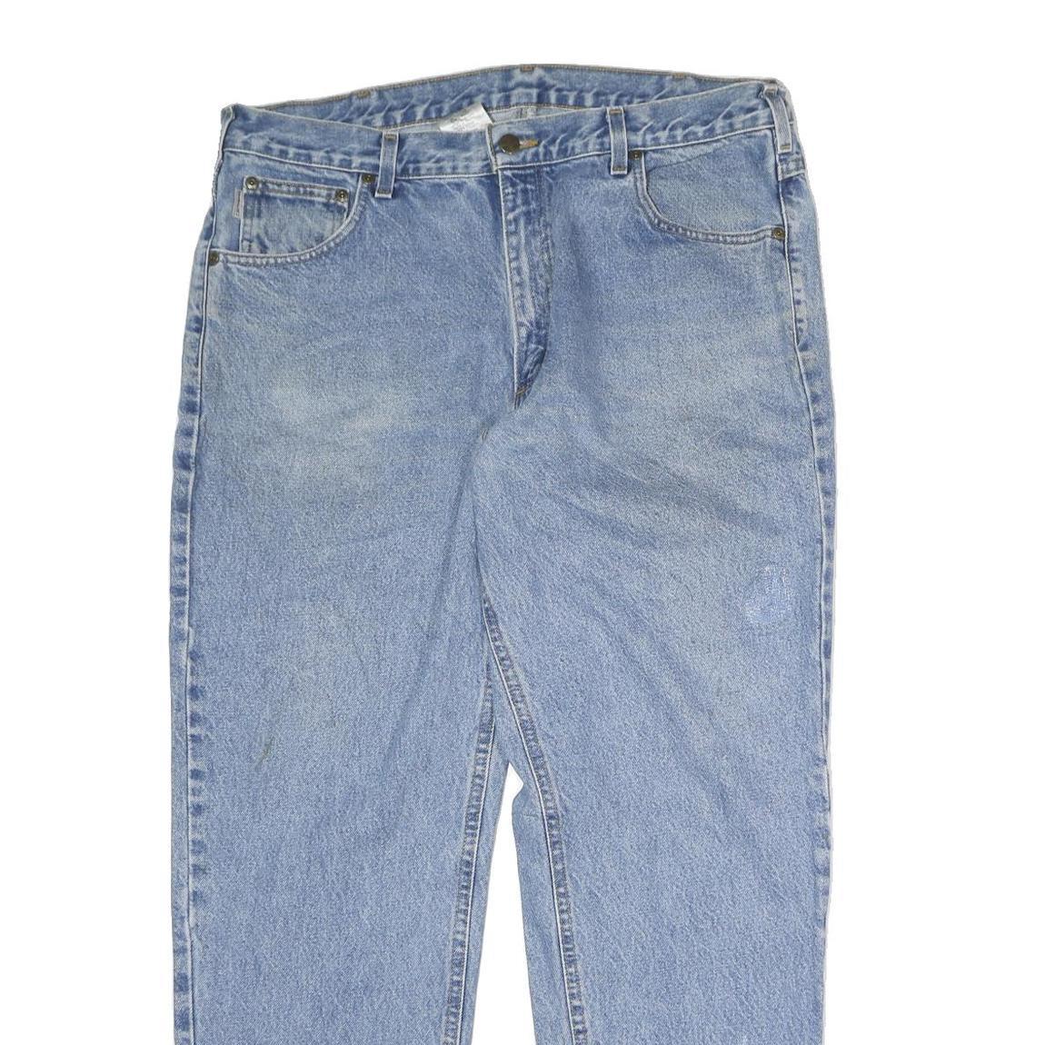 CARHARTT Mens Jeans Blue Regular Straight Denim Light W38 L30 Cotton Zip