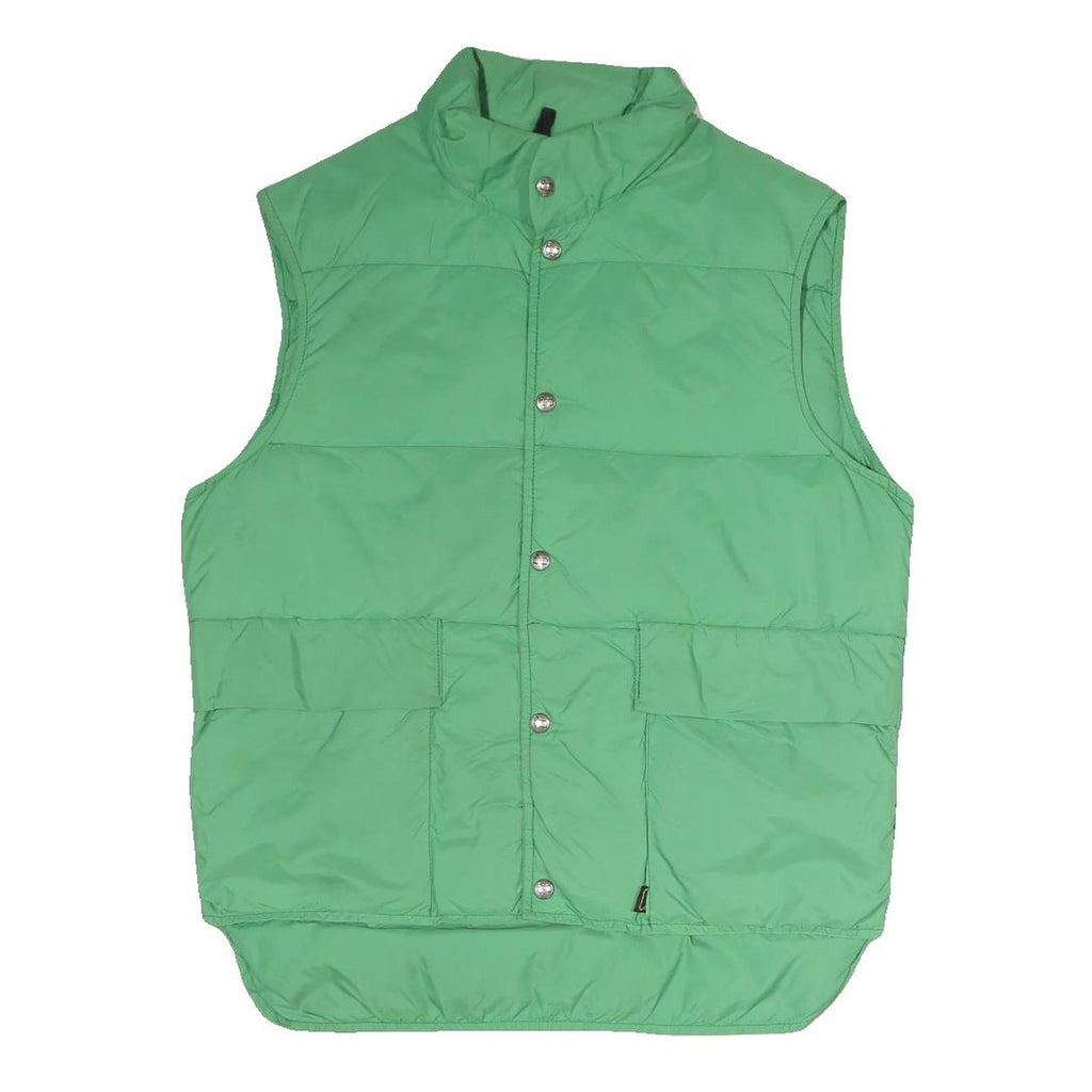 WOOLRICH Mens Green Button Jacket S Polyester Blend Plain Sleeveless Outdoor
