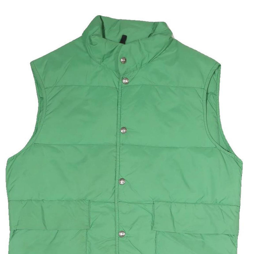 WOOLRICH Mens Green Button Jacket S Polyester Blend Plain Sleeveless Outdoor