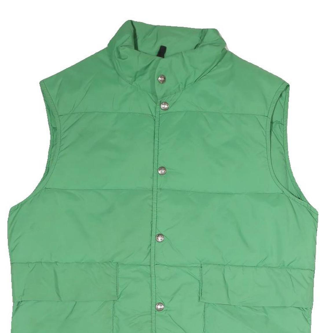 WOOLRICH Mens Green Button Jacket S Polyester Blend Plain Sleeveless Outdoor