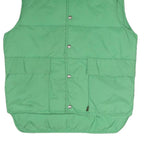 WOOLRICH Mens Green Button Jacket S Polyester Blend Plain Sleeveless Outdoor