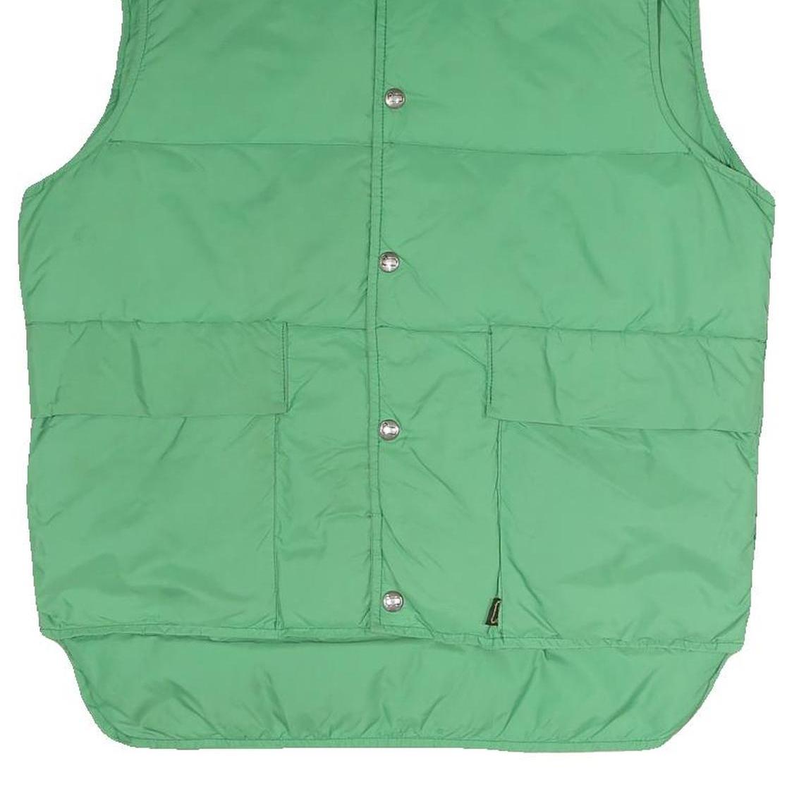 WOOLRICH Mens Green Button Jacket S Polyester Blend Plain Sleeveless Outdoor