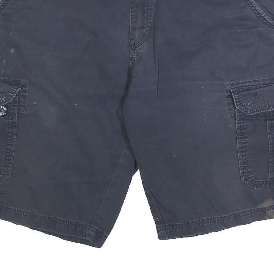 DICKIES Mens Navy Cargo Cotton Blend Shorts L W36 Work Casual Pockets