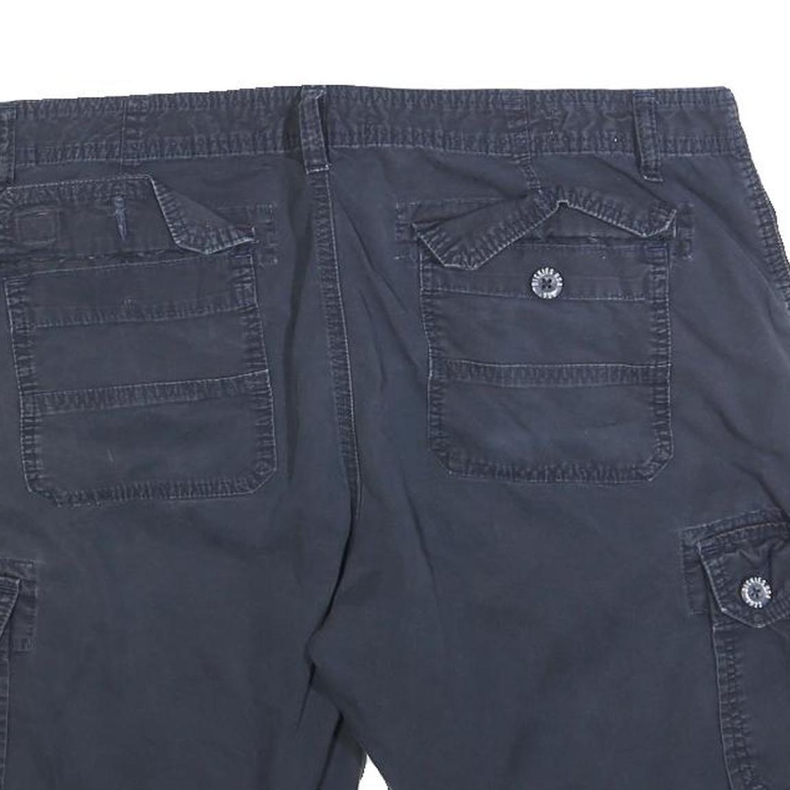 DICKIES Mens Navy Cargo Cotton Blend Shorts L W36 Work Casual Pockets