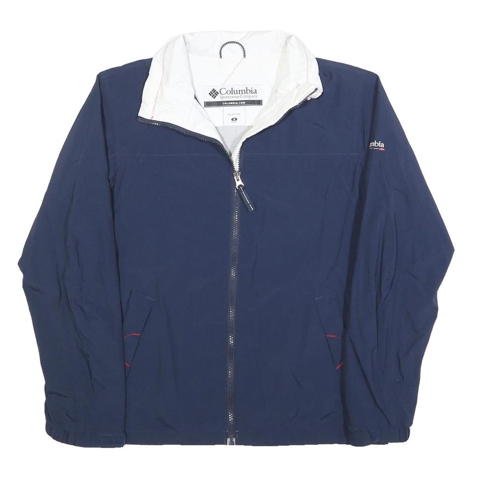 COLUMBIA Womens Navy Blue Jacket S Polyester Blend Zip Plain Outdoor Comfortable