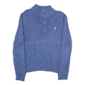 POLO RALPH LAUREN Mens Blue Jumper Plain 1/4 Zip Basic Knit L Cotton Casual
