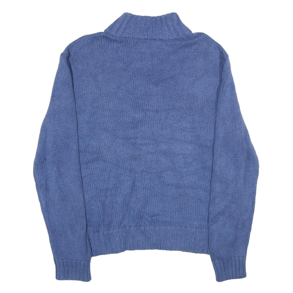 POLO RALPH LAUREN Mens Blue Jumper Plain 1/4 Zip Basic Knit L Cotton Casual