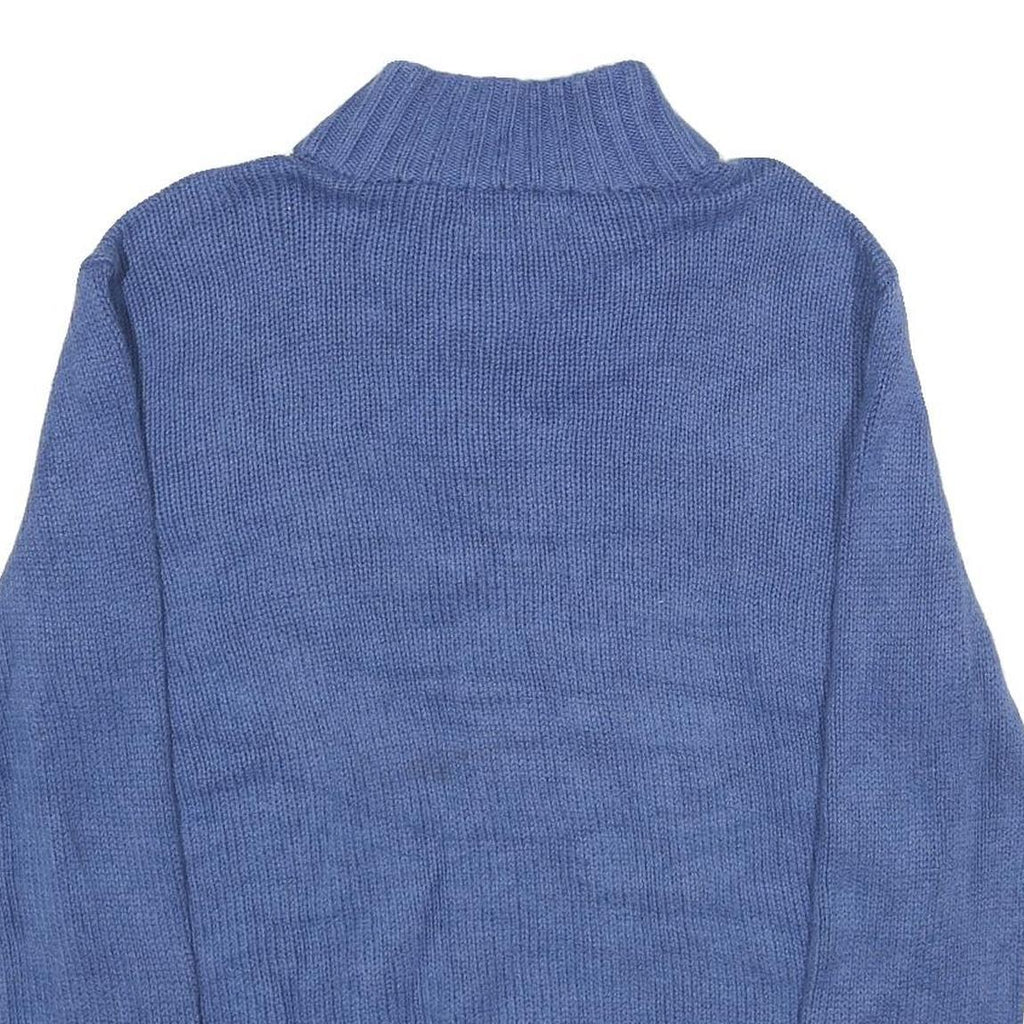 POLO RALPH LAUREN Mens Blue Jumper Plain 1/4 Zip Basic Knit L Cotton Casual