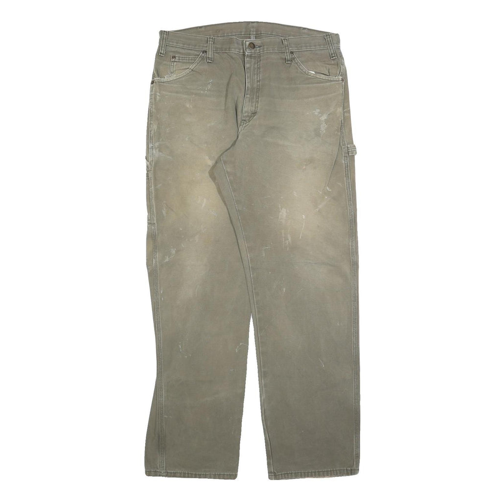 DICKIES Mens Relaxed W36 L34 Beige Cotton Blend Jeans Zip Workwear Utility