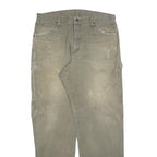 DICKIES Mens Relaxed W36 L34 Beige Cotton Blend Jeans Zip Workwear Utility