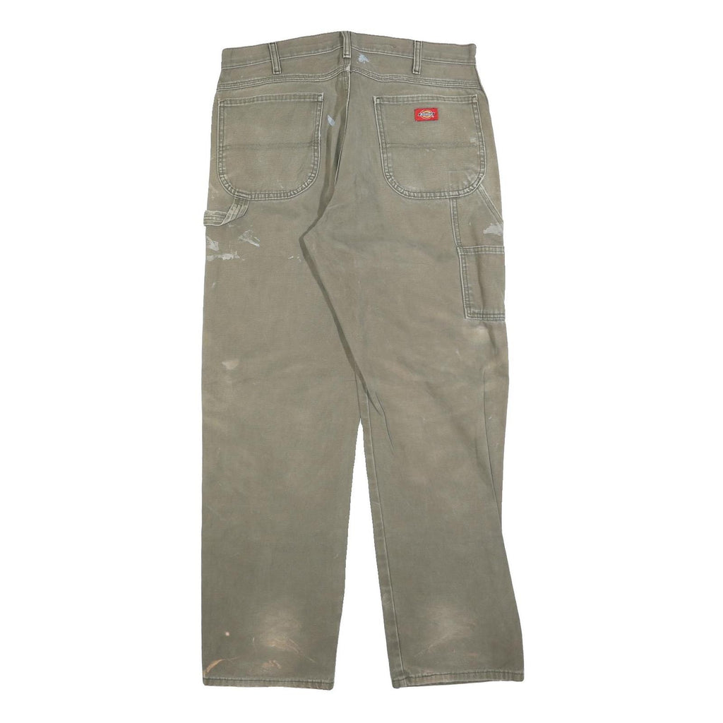 DICKIES Mens Relaxed W36 L34 Beige Cotton Blend Jeans Zip Workwear Utility