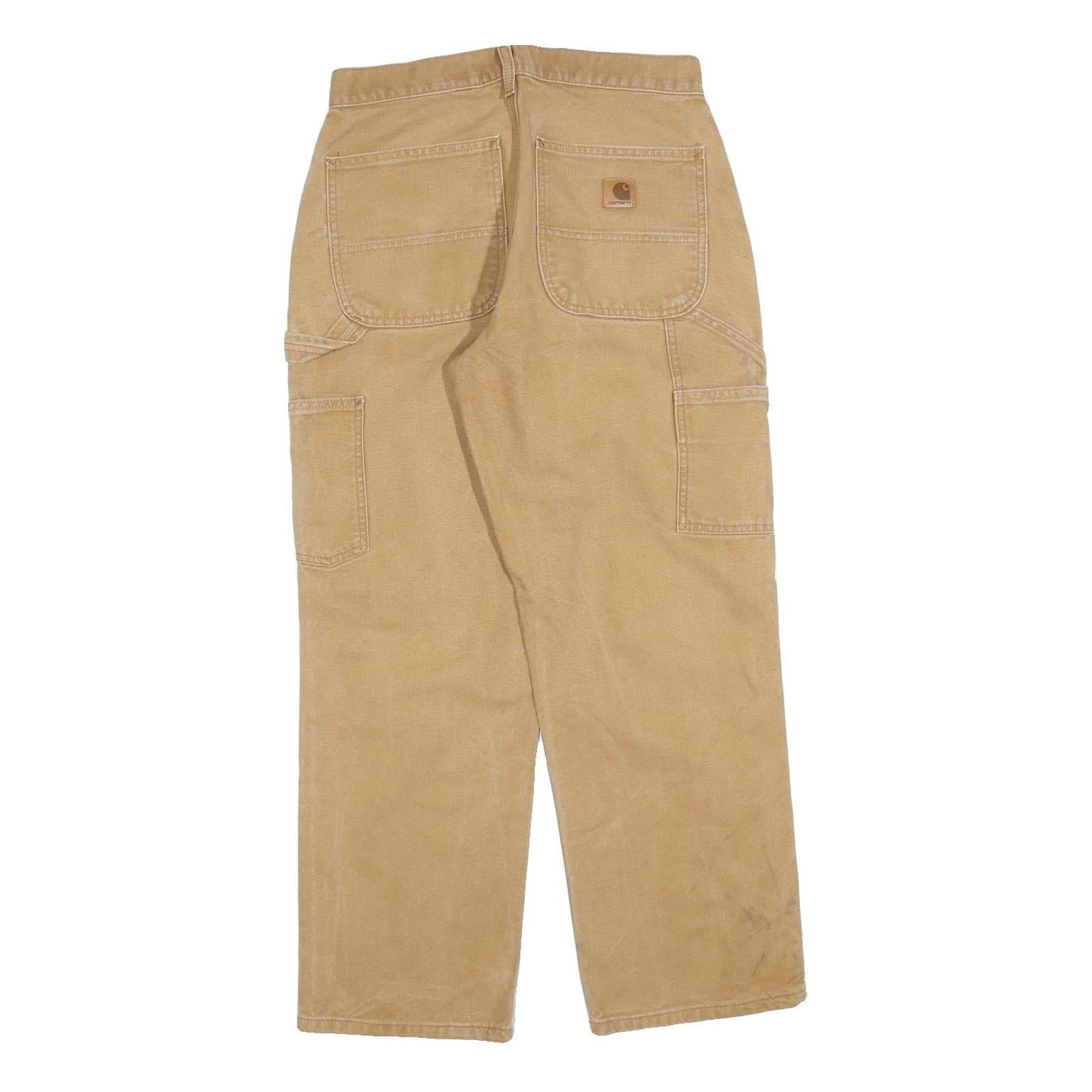 CARHARTT Mens Jeans Beige Relaxed Straight Denim Fair W31 L30 Workwear Zip