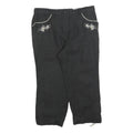 COUNTRY LINE Womens Linen Black Relaxed Cropped Trousers W32 L22 Embroidered