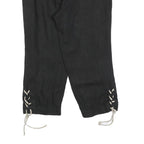 COUNTRY LINE Womens Linen Black Relaxed Cropped Trousers W32 L22 Embroidered