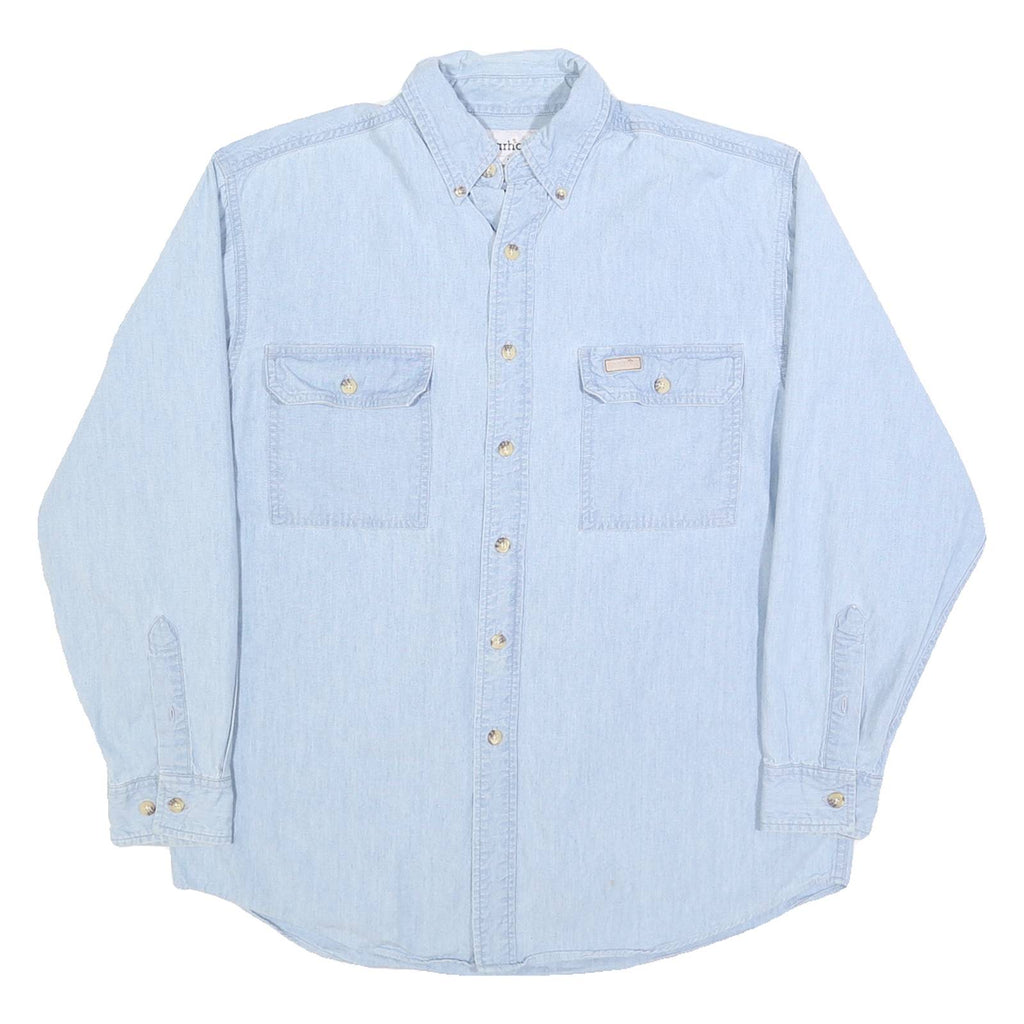 CARHARTT Mens Blue Denim Button-Down Collar Long Sleeve Shirt M Relaxed Fit