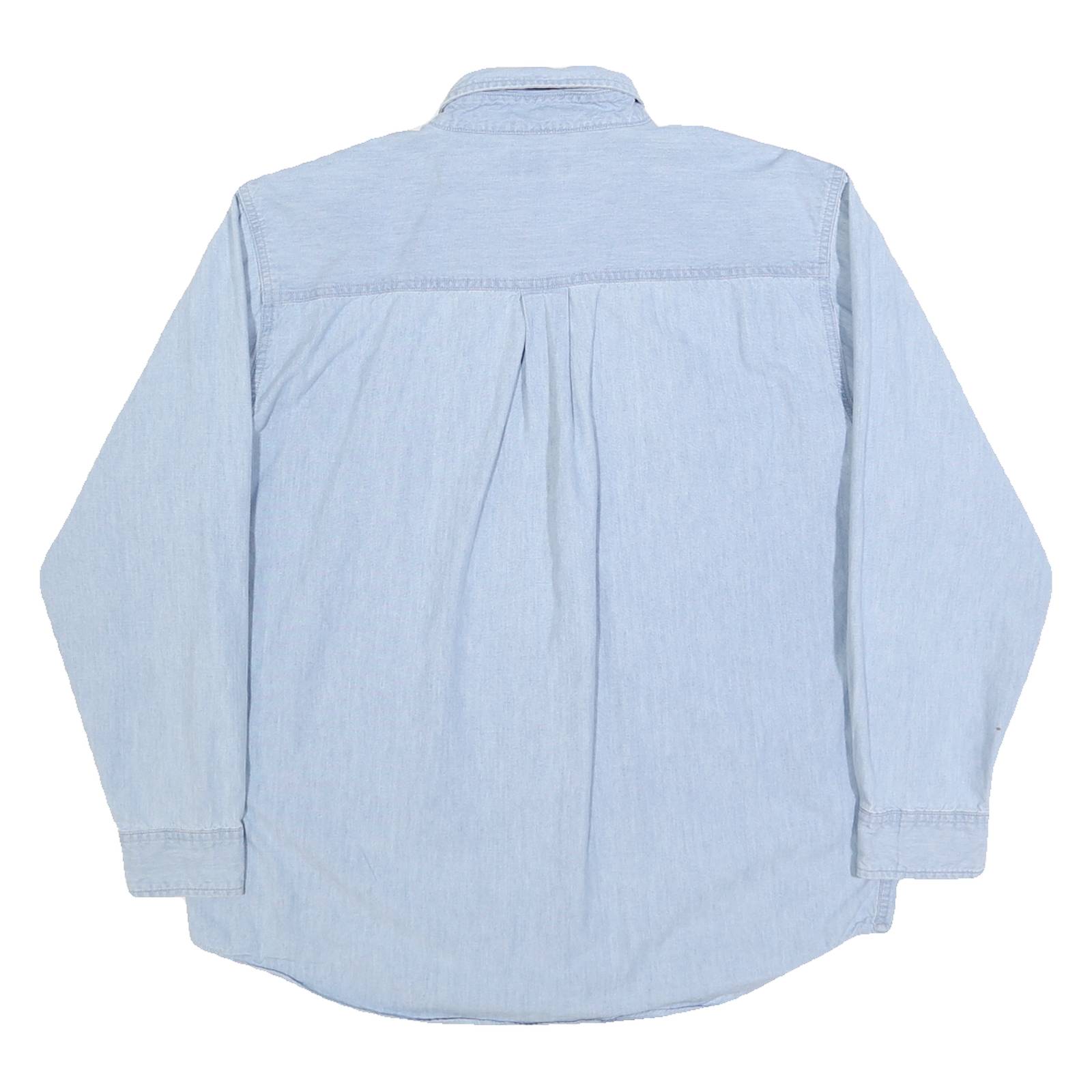 CARHARTT Mens Blue Denim Button-Down Collar Long Sleeve Shirt M Relaxed Fit