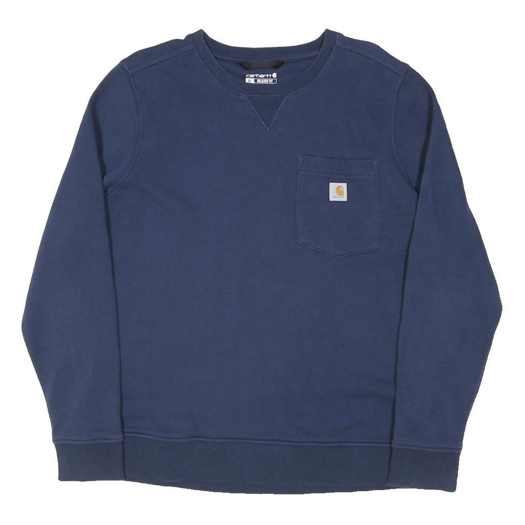 CARHARTT Womens Blue Crew Neck XL Sweatshirt Cotton Pocket Casual Pullover