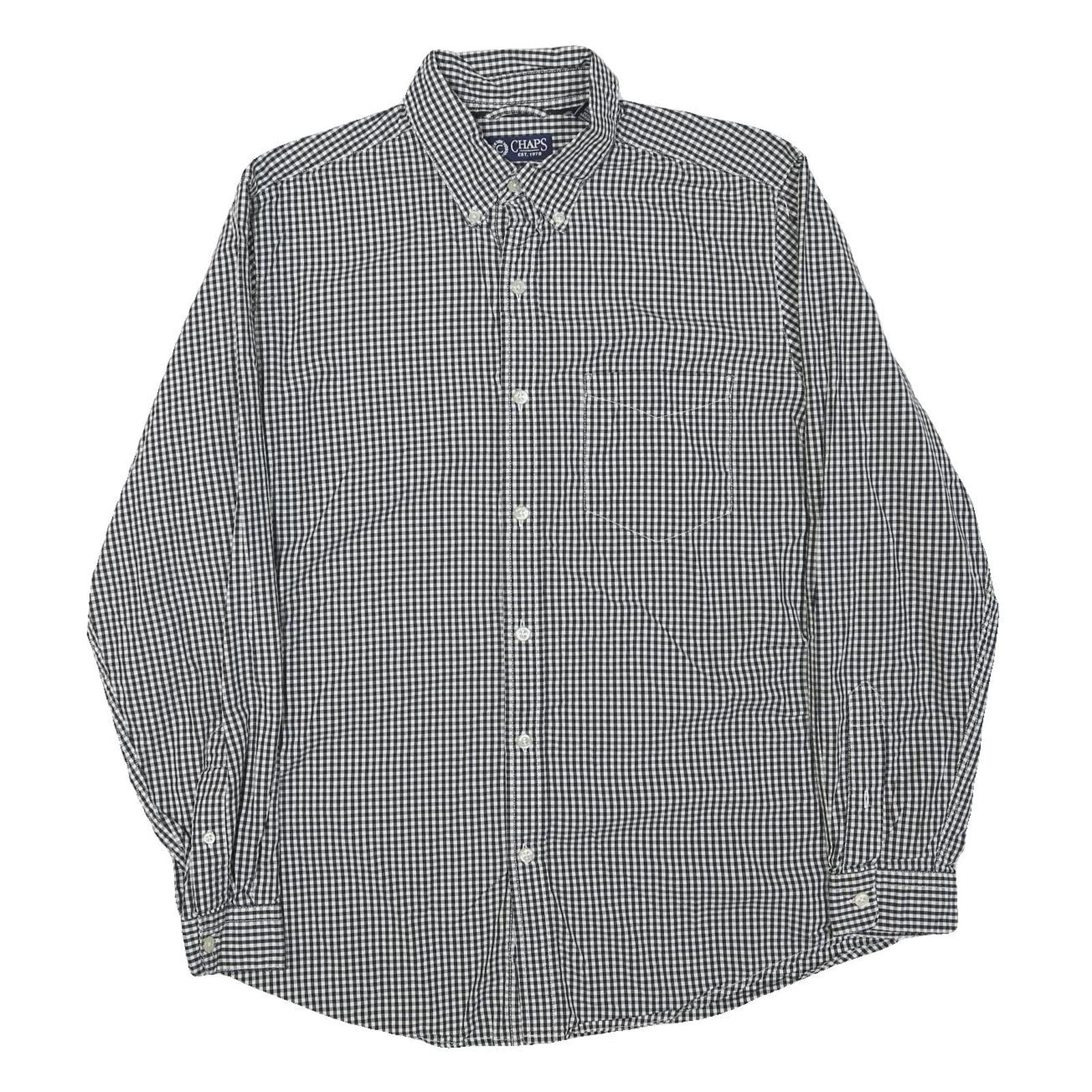 CHAPS Mens Black & White Check Shirt M Button-Down Collar Long Sleeve Casual