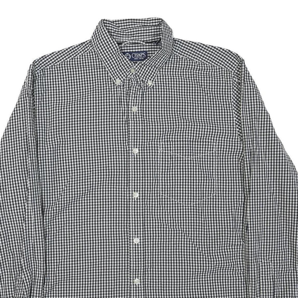 CHAPS Mens Black & White Check Shirt M Button-Down Collar Long Sleeve Casual