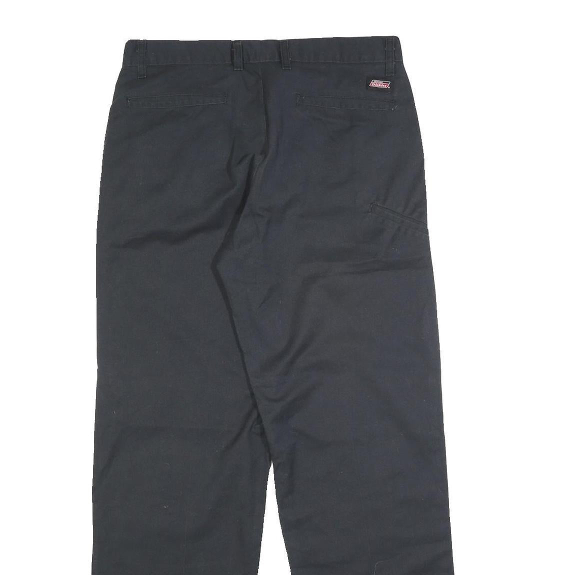 DICKIES Mens Cotton Blend Black Regular Straight Trousers W32 L32 Workwear