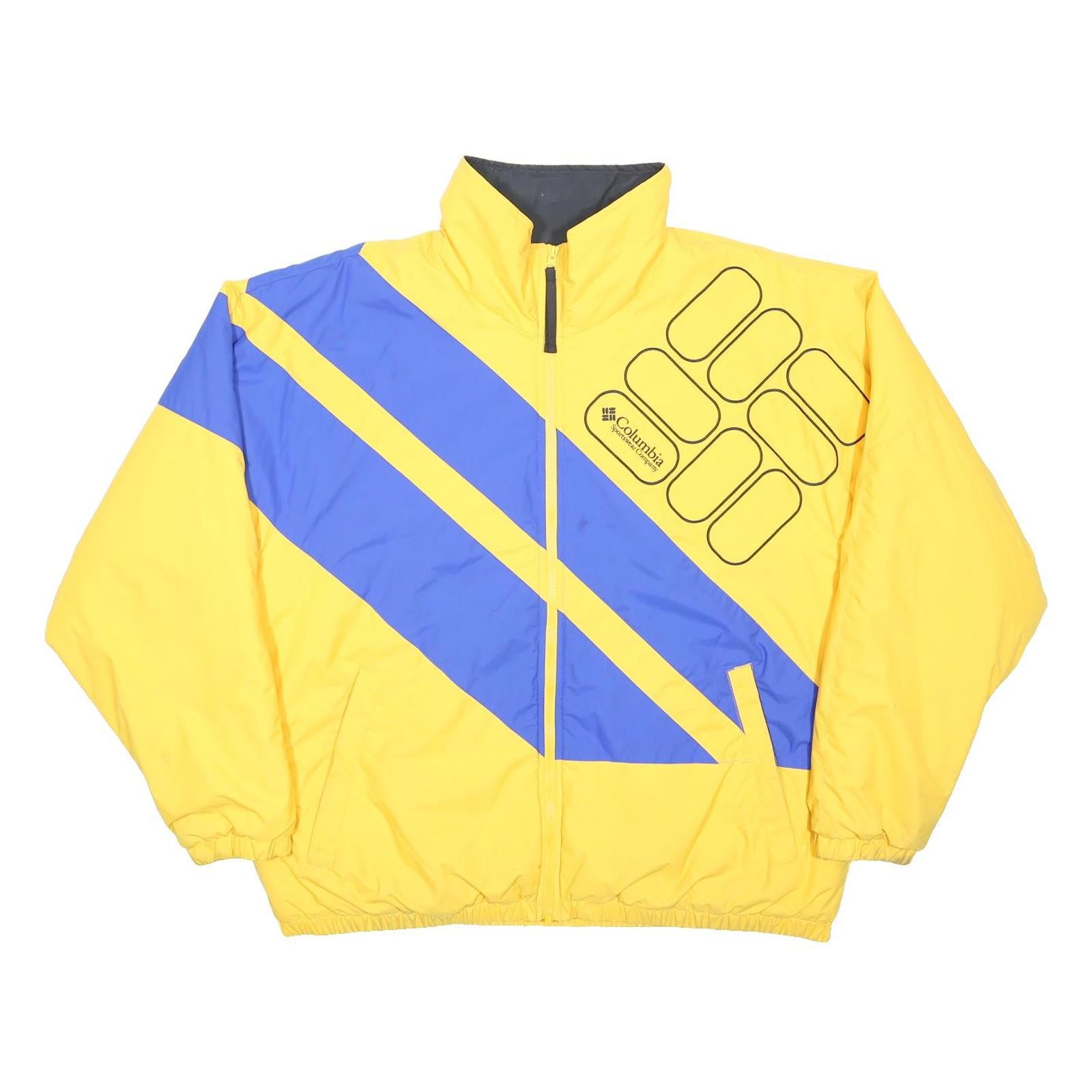 COLUMBIA Mens Yellow & Blue Sportswear Nylon Jacket XL Casual Zip Pockets