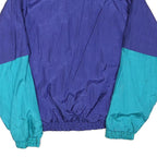 Mens Blue & Teal Nylon Zip Up Jacket XL Plain Retro Sports Style