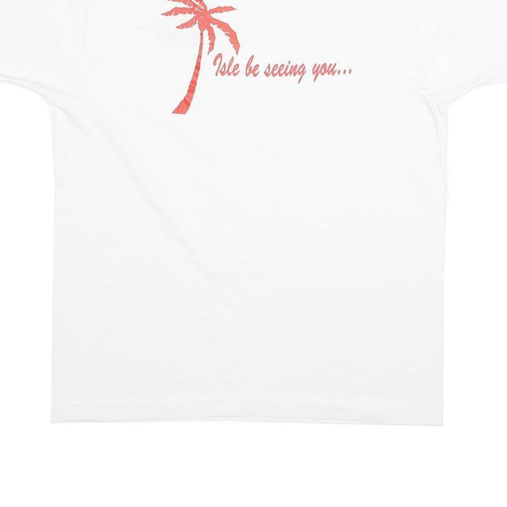 SCREEN STARS BEST Mens White T-Shirt L Short Sleeve Crew Neck Graphic Print