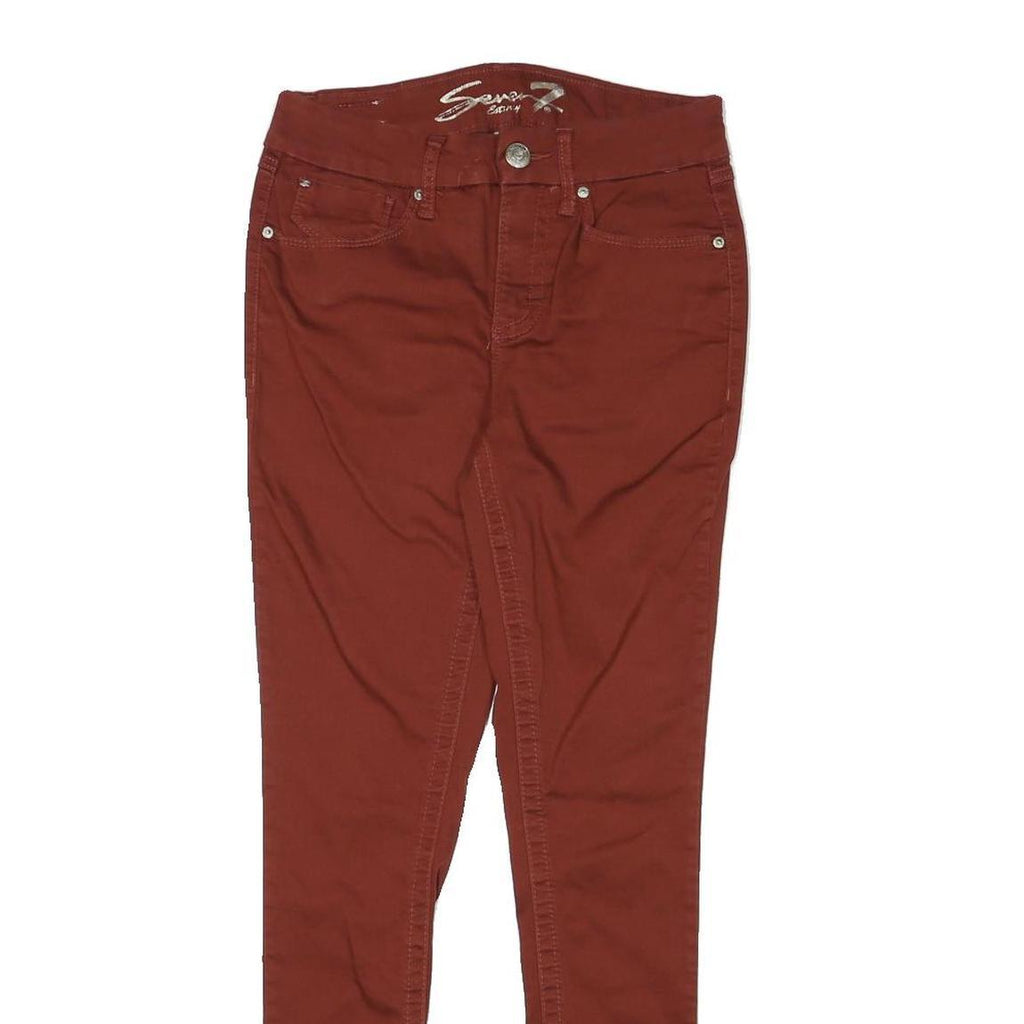 SEVEN7 Womens Slim Rust Brown Cotton Blend Slim Trousers W26 L28