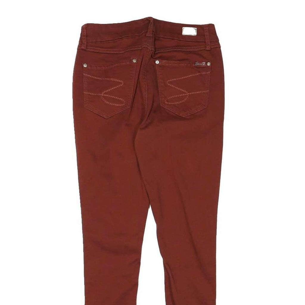SEVEN7 Womens Slim Rust Brown Cotton Blend Slim Trousers W26 L28