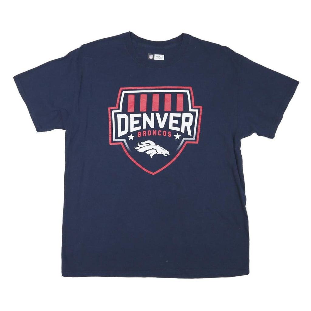 NFL Mens Navy Blue Denver Broncos Graphic T-Shirt Short Sleeve Crew Neck