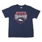 NFL Mens Navy Blue Denver Broncos Graphic T-Shirt Short Sleeve Crew Neck