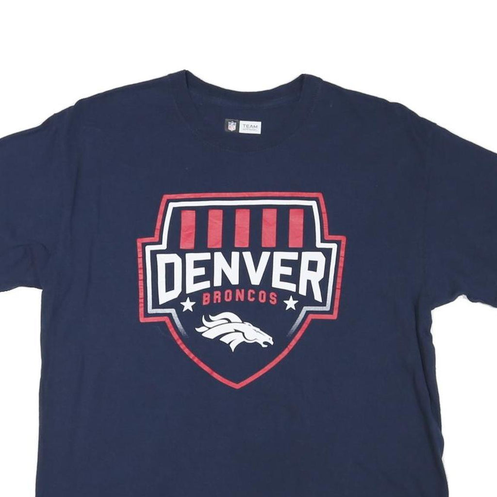 NFL Mens Navy Blue Denver Broncos Graphic T-Shirt Short Sleeve Crew Neck
