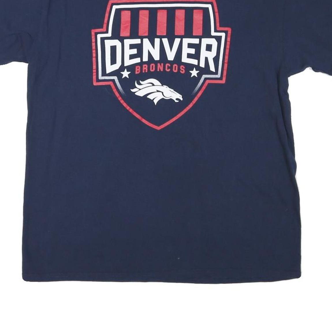 NFL Mens Navy Blue Denver Broncos Graphic T-Shirt Short Sleeve Crew Neck