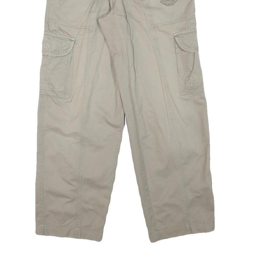 DISCOVERY Mens Cotton Blend Beige Relaxed Cargo Trousers W24 L27 Zip Pocket